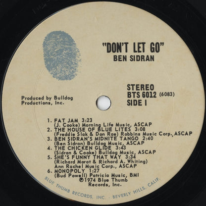 Ben Sidran - Don't Let Go (BTS 6012) 1974 US Blue Thumb｜中古LP