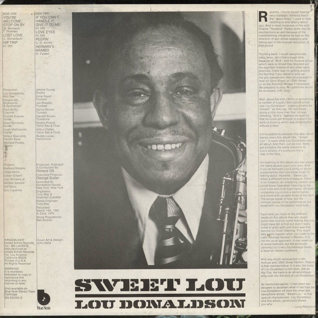Lou Donaldson – Sweet Lou (BN-LA259-G) 1974 US Blue Note｜中古LP