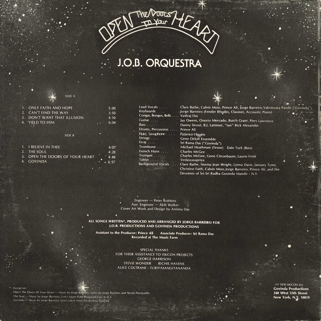 J.O.B. Orquestra - Open The Doors To Your Heart (JOB-1A) LP 1978 US Govinda｜中古LP