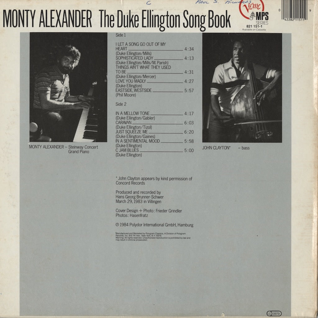 Monty Alexander / モンティ・アレキサンダー / The Duke Ellington Song Book (821-151-1)