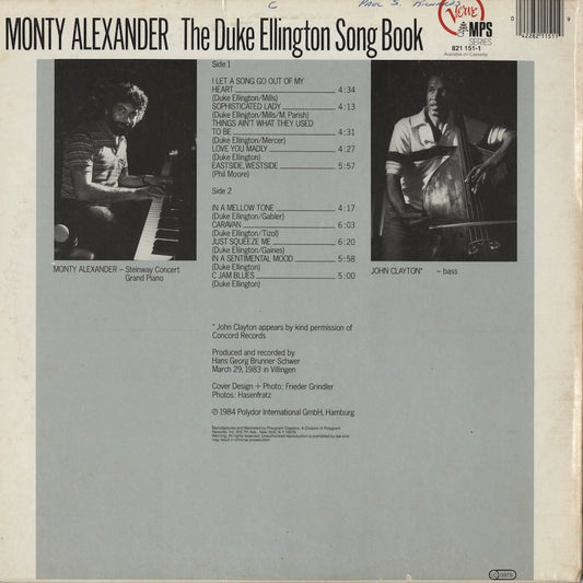 Monty Alexander / モンティ・アレキサンダー / The Duke Ellington Song Book (821-151-1)