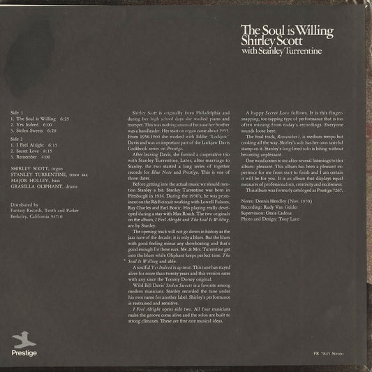 Shirley Scott - The Soul Is Willing (PRST 7845) 1970's US Prestige｜中古LP