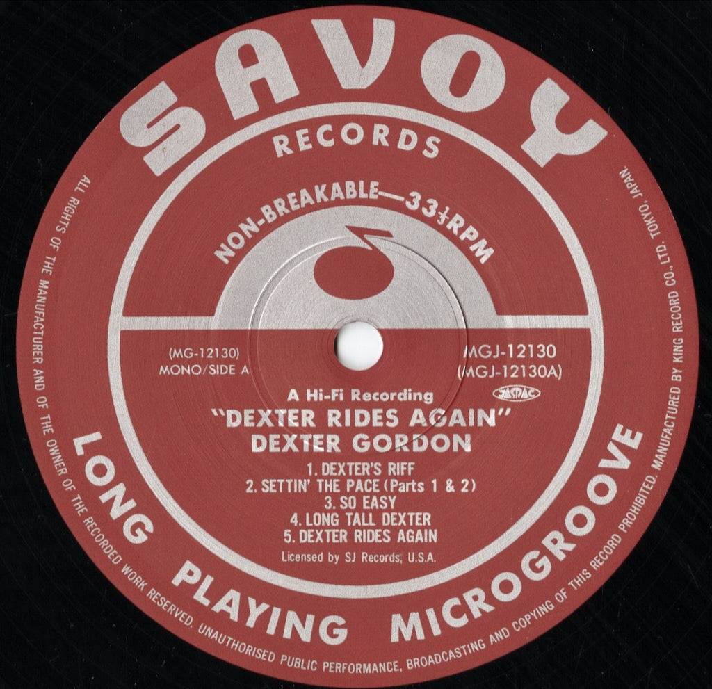 Dexter Gordon - Dexter Rides Again (MGJ-12130) 1985 JPN Savoy｜中古LP
