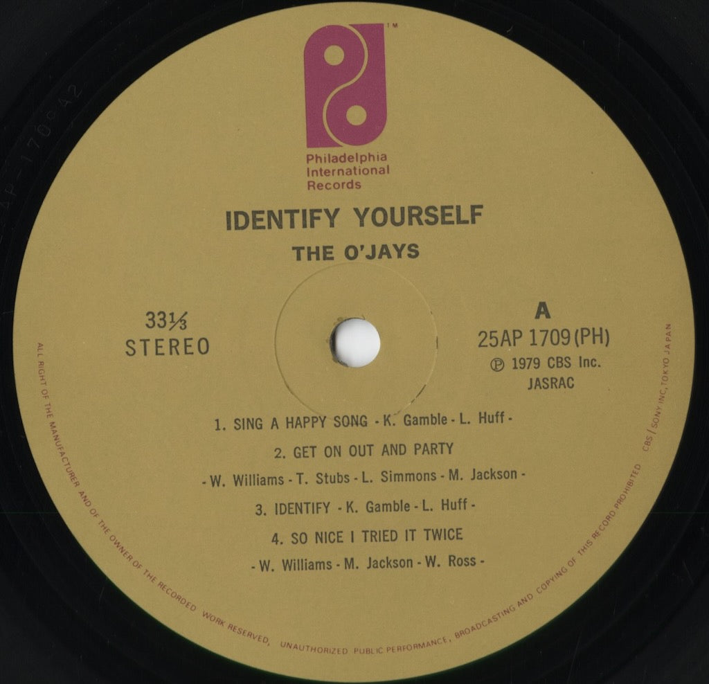 The O'Jays - Identify Yourself (25AP 1709) 1979 JPN P.I.R.｜中古LP