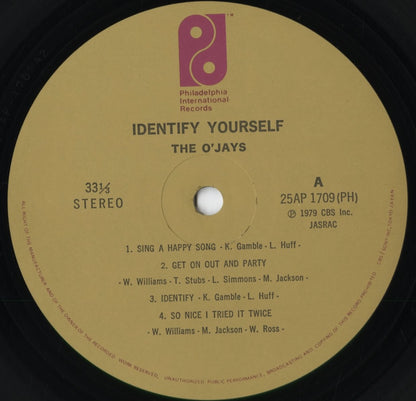 The O'Jays - Identify Yourself (25AP 1709) 1979 JPN P.I.R.｜中古LP
