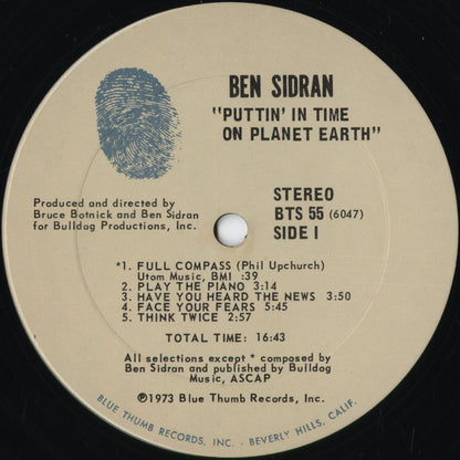 Ben Sidran - Puttin' In Time On Planet Earth (BTS 55) 1973 US Blue Thumb｜中古LP