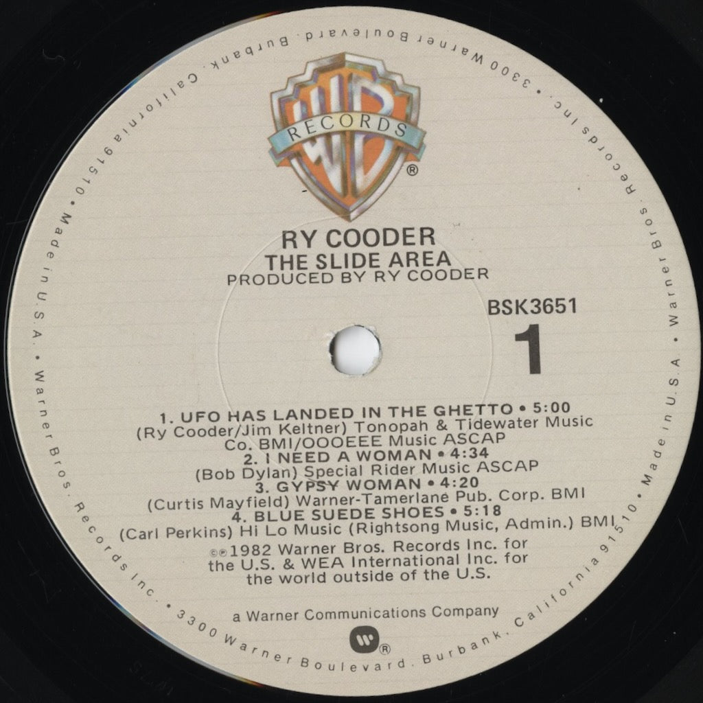Ry Cooder / ライ・クーダー / The Slide Area (BSK 3651)
