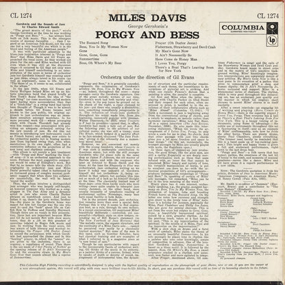 Miles Davis - Porgy And Bess (CL 1274) 1959 US Columbia MONO｜中古LP