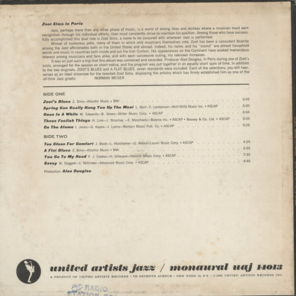 Zoot Sims / ズート・シムズ / Zoot Sims In Paris (UAJ 14013)