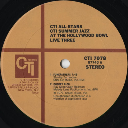 CTI All-Stars - CTI Summer Jazz At The Hollywood Bowl Live Three (CTI 7078) 1977 US CTI｜中古LP