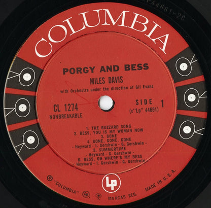 Miles Davis - Porgy And Bess (CL 1274) 1959 US Columbia MONO｜中古LP
