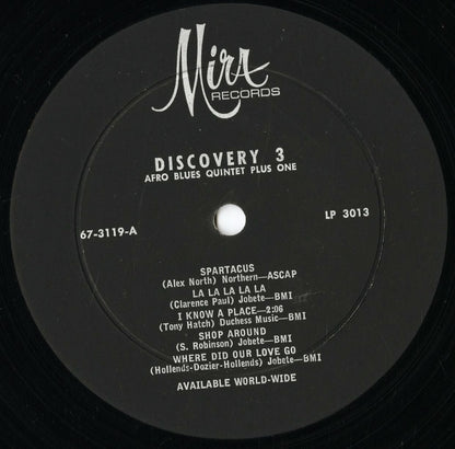 The Afro Blues Quintet Plus 1 - Discovery 3 (LP 3013) LP 1967 US Mira｜中古LP