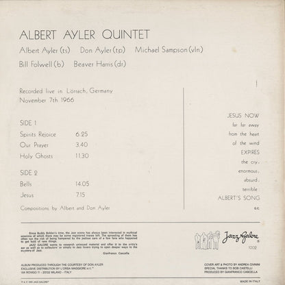Albert Ayler / アルバート・アイラー / Jesus (Unissued Concert In Lörrach, Germany, 1966) (1002)