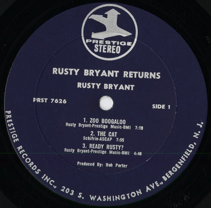 Rusty Bryant - Rusty Bryant Returns (PRST 7626) 1969 US Prestige｜中古LP