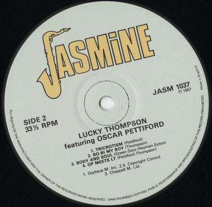 Lucky Thompson Featuring Oscar Pettiford - S.T. (JASM 1037) 1984 UK Jasmine｜中古LP