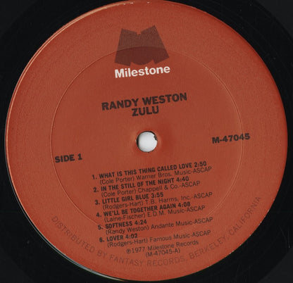 Randy Weston - Zulu (M-47045) 1977 US Milestone｜中古LP