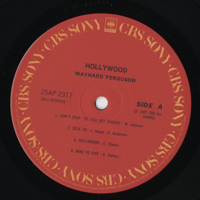 Maynard Ferguson - Hollywood (25AP 2317) LP 1982 JPN CBS/Sony｜中古LP