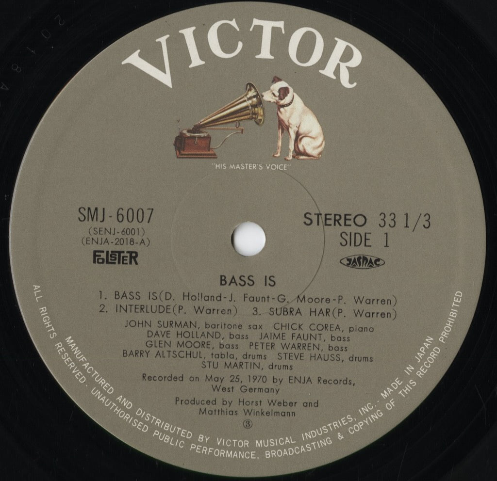 Peter Warren - Bass Is (SMJ-6007) 1973 JPN Enja｜中古LP