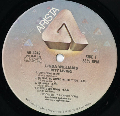 Linda Williams - City Living (AB 2424) 1979 US Arista｜中古LP