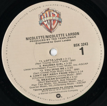 Nicolette Larson - Nicolette (BSK 3243) 1978 US Warner Bros.｜中古LP