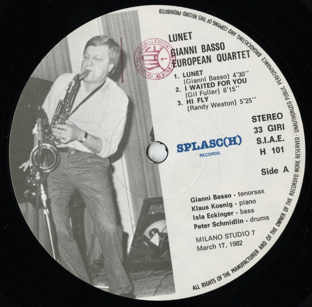 Gianni Basso Quartet - Lunet (LP H 101.1) LP 1982 ITA Splasc(h)｜中古LP