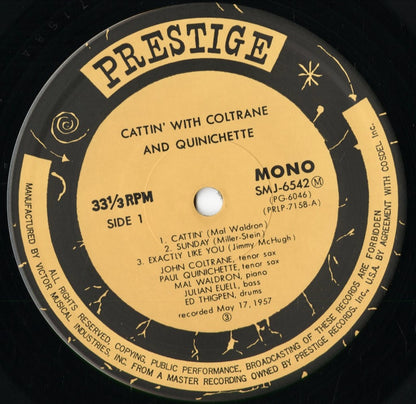John Coltrane - Cattin' With Coltrane And Quinichette (SMJ-6542M) 1977 JPN Prestige｜中古LP