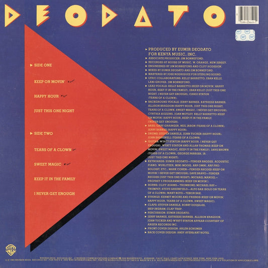 Deodato - Happy Hour (BSK 3649) 1982 US Warner Bros.｜中古LP