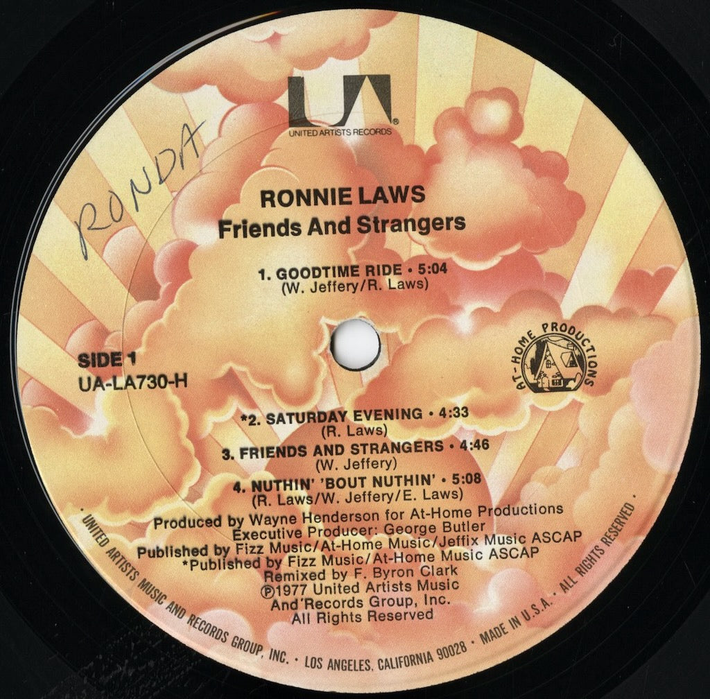 Ronnie Laws / ロニー・ロウズ / Friends & Strangers (UA-LA730-H) 1977 US United Artists Pressing