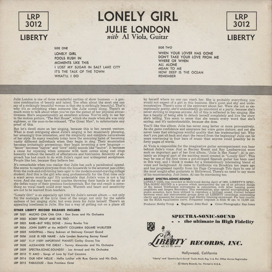 Julie London – Lonely Girl (LRP 3012) LP 1956 US Liberty | 中古LP