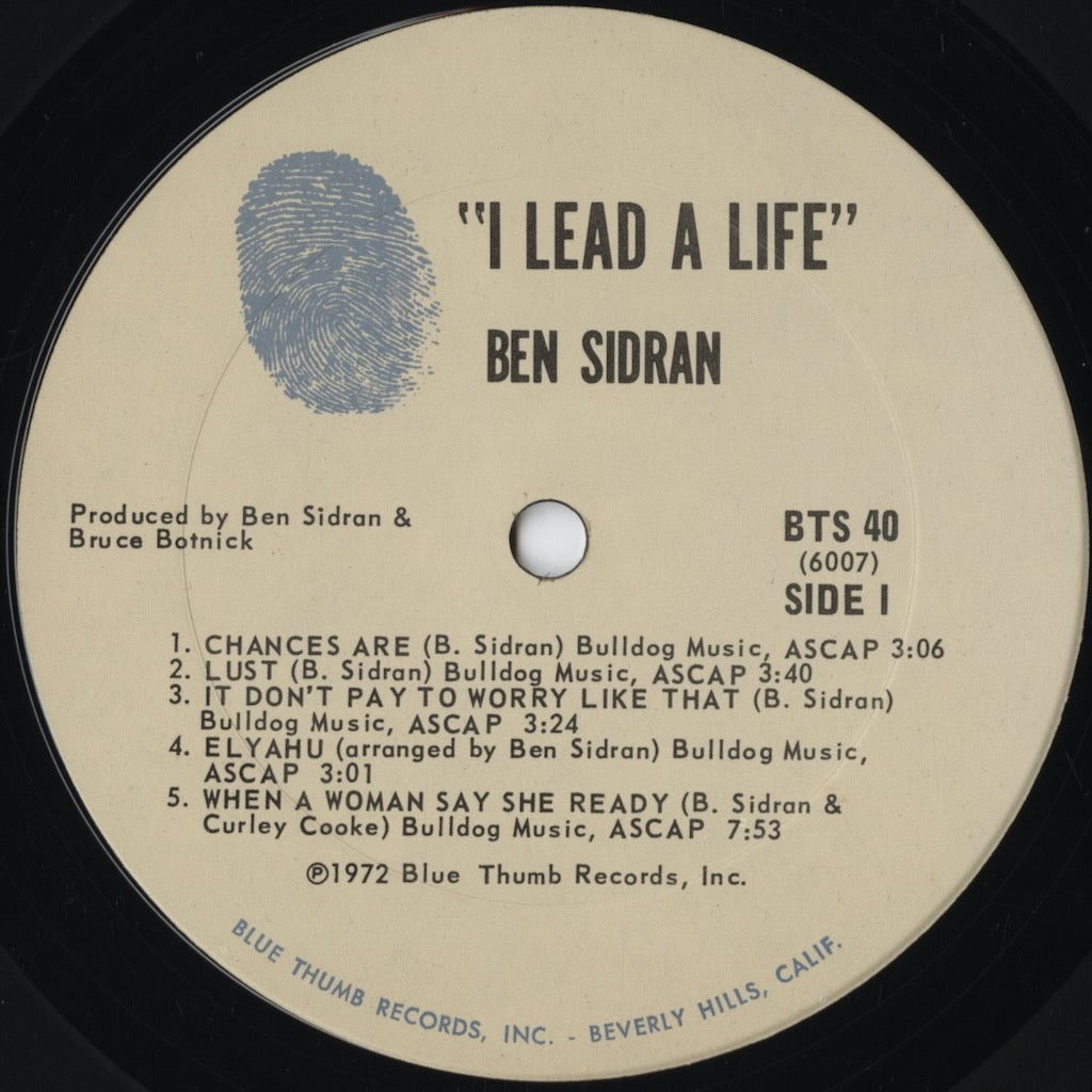 Ben Sidran - I Lead A Life (BTS 40) 1972 US Blue Thumb｜中古LP