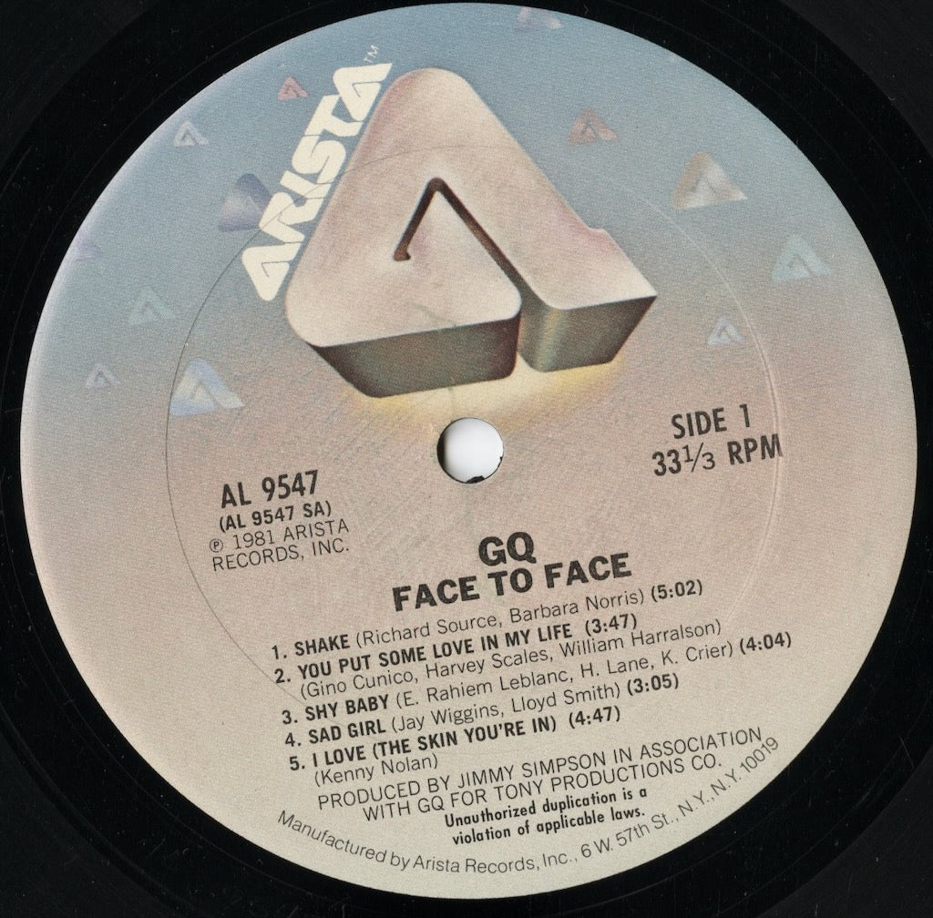 GQ – Face To Face (AL 9547) LP 1981 US Arista | 中古LP
