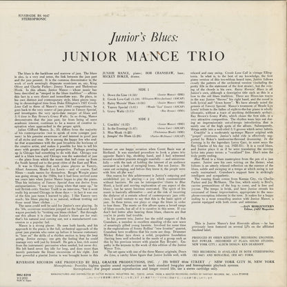 Junior Mance - Junior's Blues (SMJ-6318) 1983 JPN Riverside｜中古LP