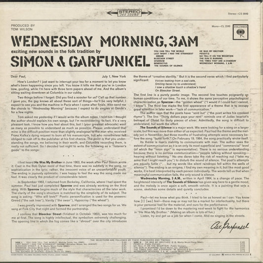 Simon and Garfunkel - Wednesday Morning, 3AM (CS 9049) 1970 US Columbia｜中古LP