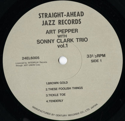 Art Pepper With Sonny Clark Trio - Art Pepper With Sonny Clark Trio Vol. 1 (24EL6005) 1989 JPN Straight Ahead Jazz / Century｜中古LP