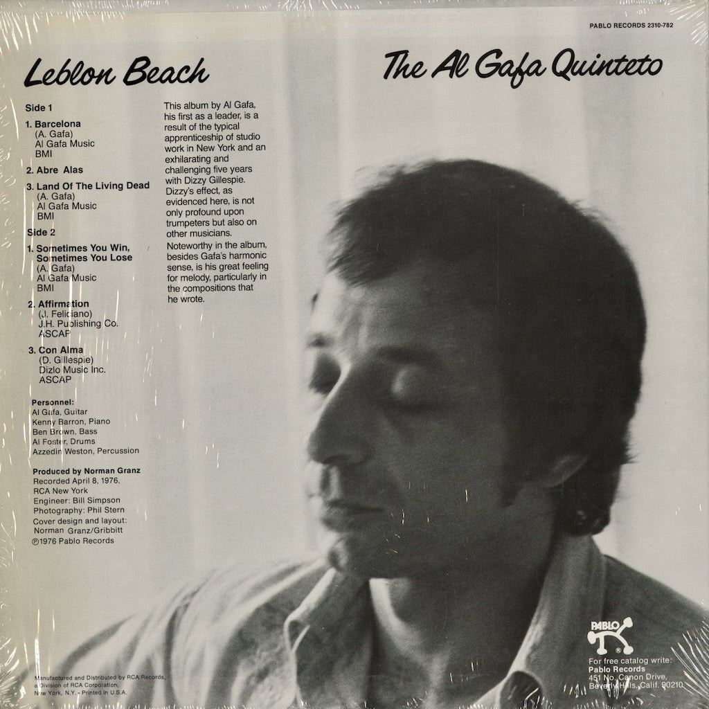 The Al Gafa Quinteto – Leblon Beach (2310-782) 1976 US Pablo | 中古LP