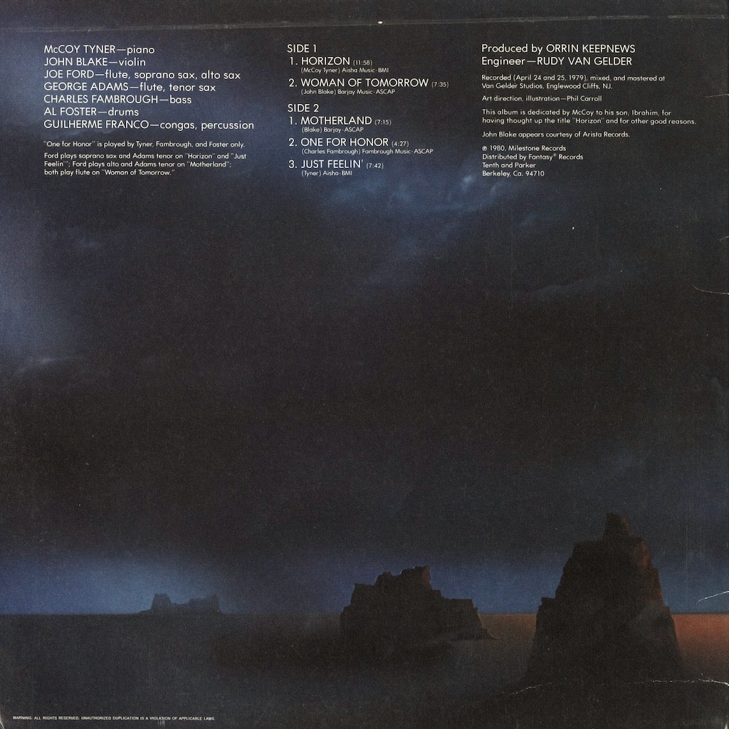 McCoy Tyner - Horizon (M-9094) 1980 US Milestone｜中古LP