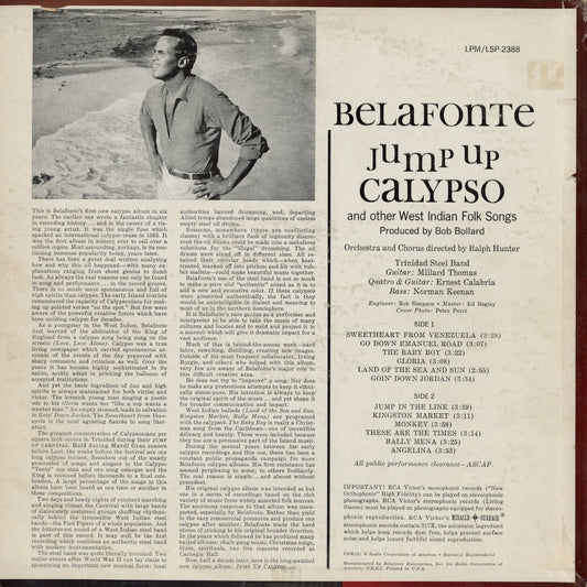 Harry Belafonte - Jump Up Calypso (LSP-2388) LP 1961 US RCA Victor｜中古LP