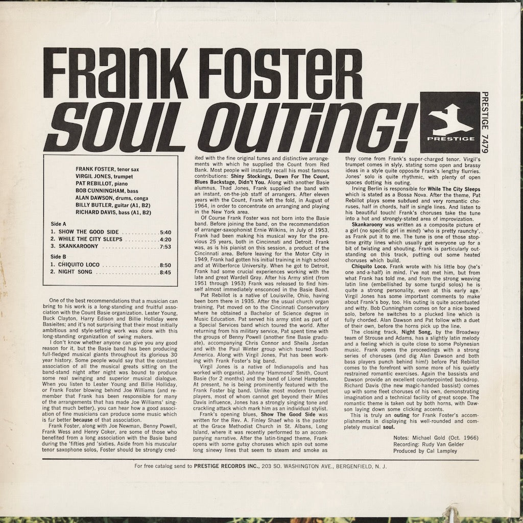Frank Foster - Soul Outing! (PRST 7479) 1967 US Prestige｜中古LP