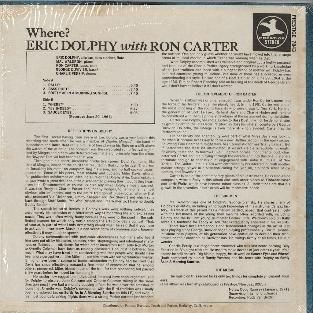 Eric Dolphy / エリック・ドルフィ / Where?  (PRT 7843)