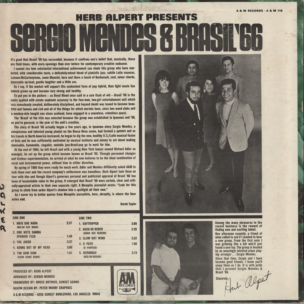 Sergio Mendes & Brasil '66 / セルジオ・メンデス / Herb Alpert Presents Sergio Mendes & Brasil '66 (SP-4116)