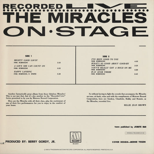 The Miracles / ミラクルズ / Recorded Live On Stage (M5-220V1)
