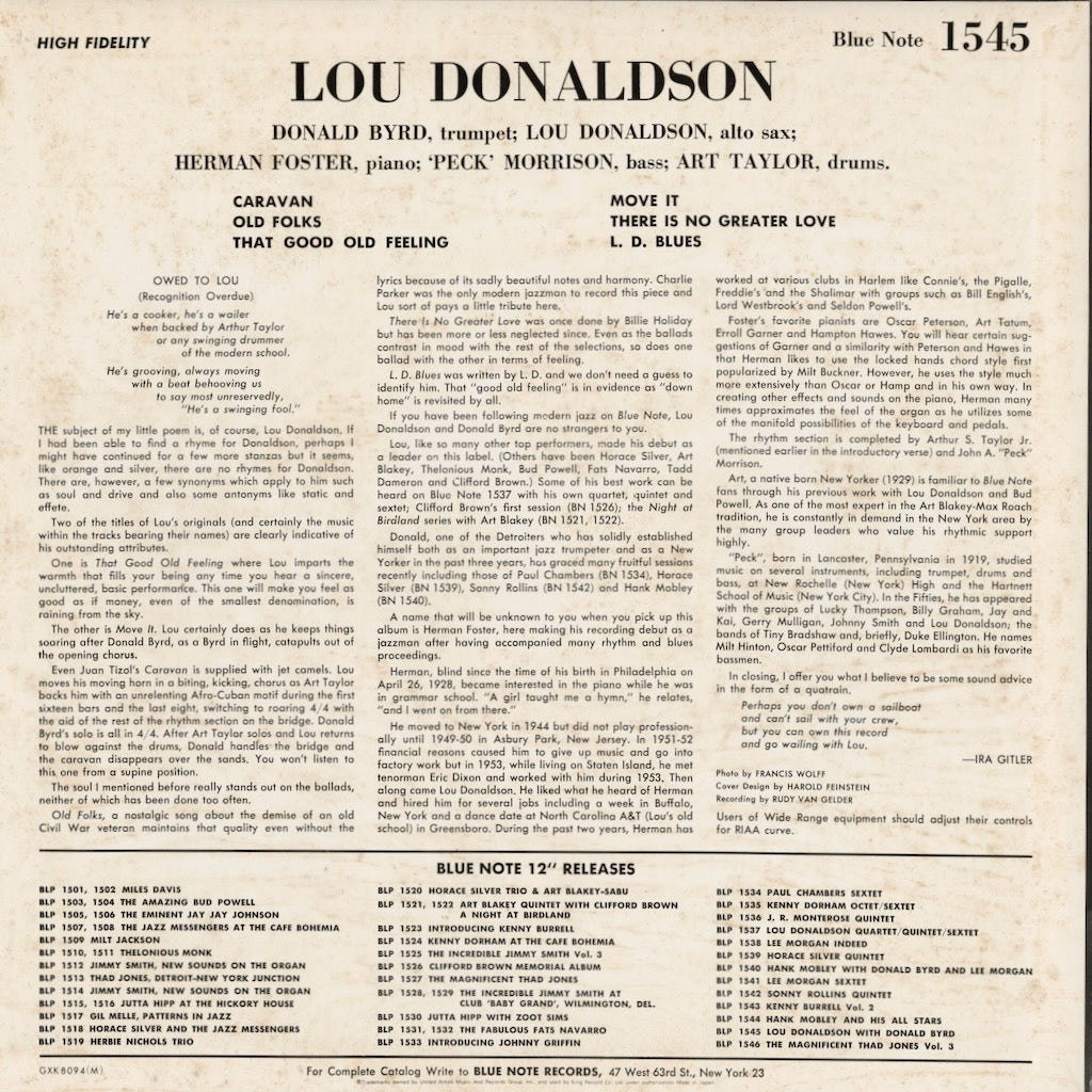 Lou Donaldson / ルー・ドナルドソン / Wailing With Lou (GXK 8094)