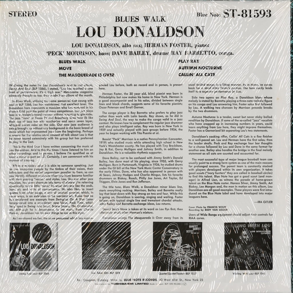 Lou Donaldson / ルー・ドナルドソン / Blues Walk (BLP 1593)