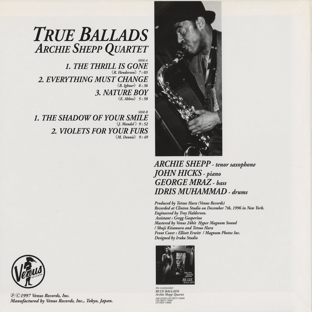 Archie Shepp Quartet - True Ballads (TKJV-19031) LP 1997 JPN Venus｜中古LP