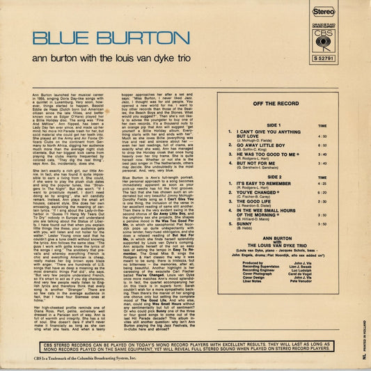 Ann Burton – Blue Burton (S 52791) LP 1970 Netherlands CBS｜中古LP