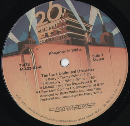 The Love Unlimited Orchestra - Rhapsody In White (T-433) 1977 US 20th Century｜中古LP