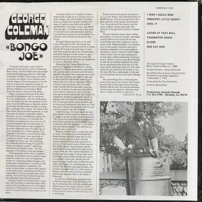 George Coleman - Bongo Joe (ST 1040) 1969 US Arhoolie｜中古LP