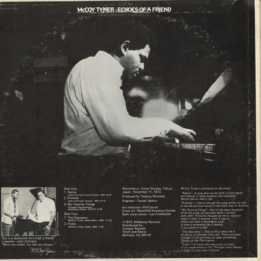 McCoy Tyner - Echoes Of A Friend (M9055) 1974 US Milestone｜中古LP