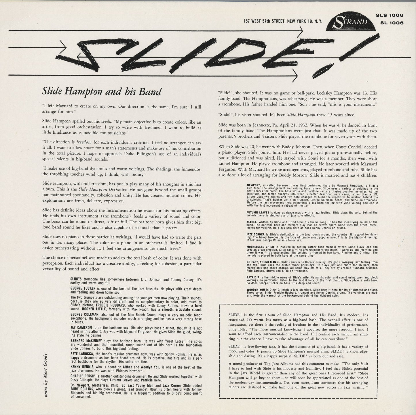 Slide Hampton / スライド・ハンプトン / And His Horn Of Plenty (SLS 1006)