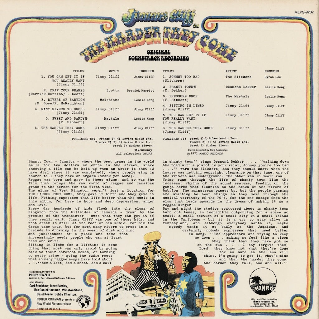 The Harder They Come -OST / ハーダー・ゼイ・カム / Jimmy Cliff (MLPS-9202)